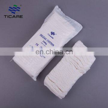 Low price of Medical Zigzag cotton wool