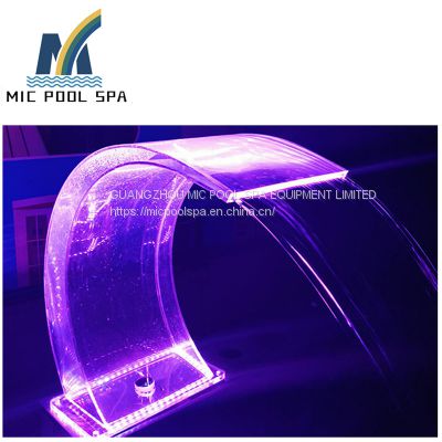 China factory pool Waterfall with fountain with colorful LED light,swimming pool  water curtain