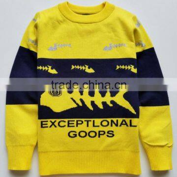 Fishbone pattern Knitted pullover sweatshirt without hood child sweater