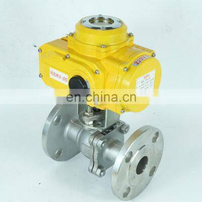 DKV PN16 explosion-proof 220v 24v 12v 380v DC electric linear actuator 4-20 flange ss304 ball valve with handwheel