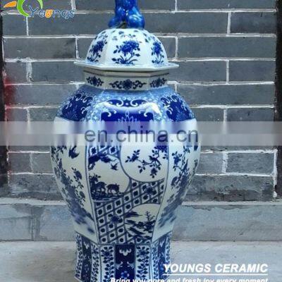 Luxury H64CM Tall Chinese Antique Blue And White Ceramic Ginger Jars