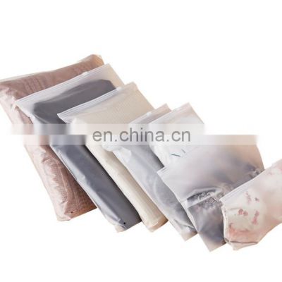 Sliding zipper 2 sides frosted translucent clothing packing bag Reusable sealing clothing zip lock for underwear