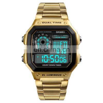 SKMEI Classical Waterproof Stainless Steel electronic Wristwatch Multifunctional Digital Sports Mens Watch