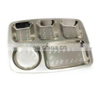 Stainless Steel Five Compartment Plate