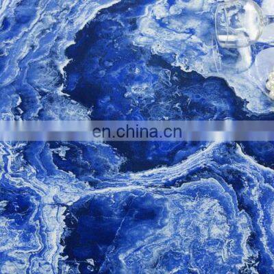 Luxury Polished Blue Synthetic Turkish Marble Tile For Sale photo-4
