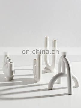 Wholesale Nordic Photo Props Wedding Decoration Candlestick Mumluk Plain Ceramic Candle Holder For Home Decor photo-3