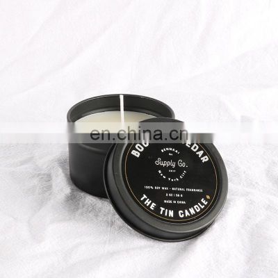 Wholesale Luxury Aromatherapy Fragrance Small mini black tin Jar  Soy Wax Scented Candle