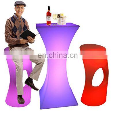 luminous waterproof glowing illuminated event night club led light bar stool furniture high cocktail table chair set