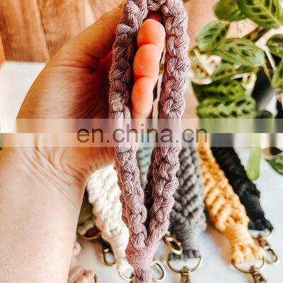 Hot Sale Macrame Wristlet Keychain Purse Accessory Colors Handmade Woven Bag Charm Boho Rustic photo-3