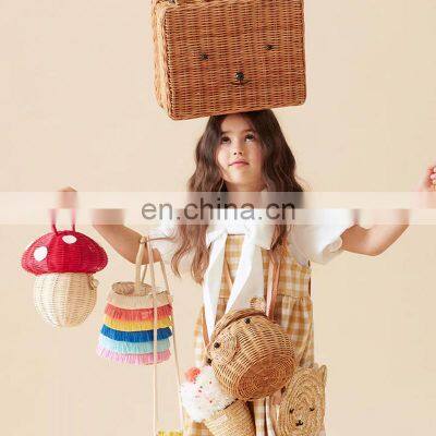 New Design Rattan Mushroom Basket For Children Handicraft Kid Basket Bag Wicker Kids Bag Wholesale Supplier photo-3