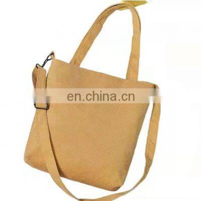Classic Design Customization Youthful and Fashion Multiple Color Shopping Casual Shoulder Corduroy Canvas Bags With Long Handle photo-4