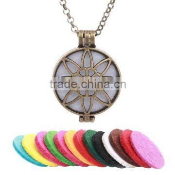 Perfume oil diffuser locket round ball fancy necklace in hollow-out sweater chain gifts small MOQ