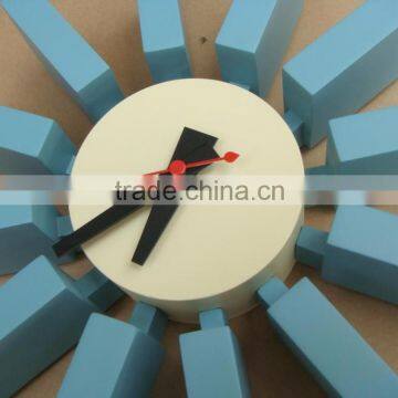 Popularoriginal Quality Design Blue Wood Block Wall Clock photo-4