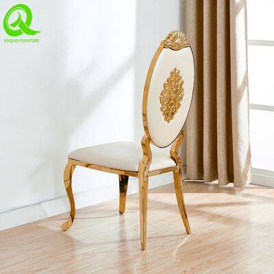 Modern Fashion Gold White Stainless Steel Wedding Luxury Chairs Luxury Banquet Dinner Chait Set Dining Event