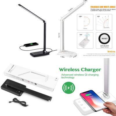 EyeCaring 5 Brightness Levels 5 Lighting Modes LED Adjustable Table Lamp With Wireless USB Charging Port photo-5