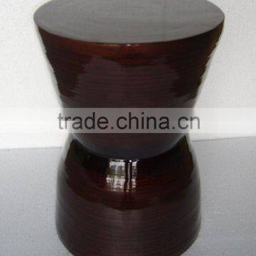 High quality best selling round chocolate spun bamboo stool from Vietnam