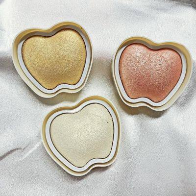 Factory OEM apple Shape Make up Face Shimmer Highlighter Baked Powder Glow Loose Makeup Highlighter Powder Polvo De Cara