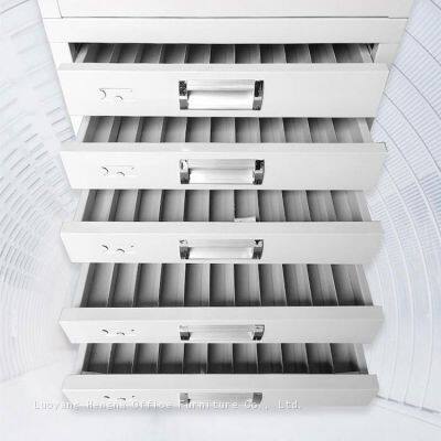Tissue Block Archive Cabinet With Drawer Slides - Moisture-Proof Base Transparent Window Epoxy Coated Light Gray Biology Lab Storage