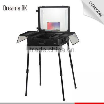 high quality professional cosmetic case aluminum trolley makeup case with light