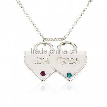 Stainless Steel Silver Plated Engraved Name Love Necklace