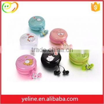 Sweet macarons color style funny earphone with mini box for girls