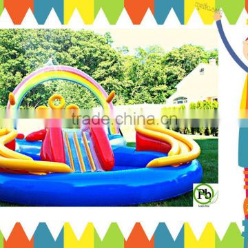 0.6mm non-toxic pvc inflatable water park with inflatable swimming pool and water slides