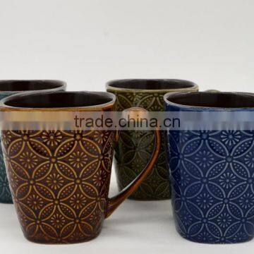 stoneware mugs embossed