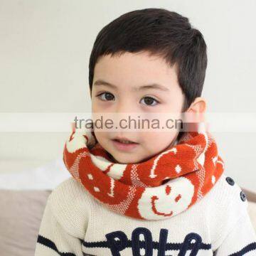 Hot Selling 2014 Winter Latest Cute Smile Face Pattern Knitted Kids Circle Loop Scarf photo-2