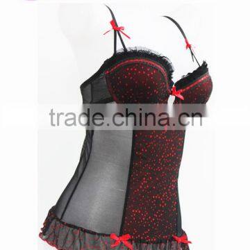 Red Dot Black Sexy Lace Mature Woman Lingerie,transparent Sexy Lingerie photo-2