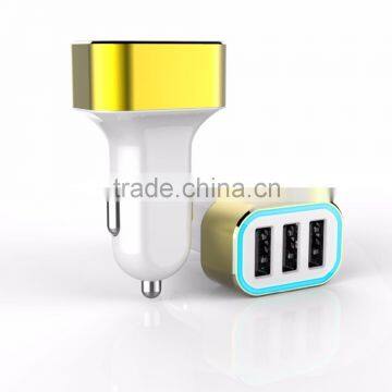 3 usb ports car charger 5V 5.2A mobile phone car charger