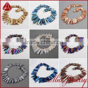 Strand titanium rainbow gemstone aura titanium druzy quartz crystal point loose beads titanium quartz angel jewelry