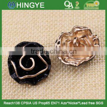 Wholesale Black Flower Metal Shank Zinc Alloy Button 15753 photo-2