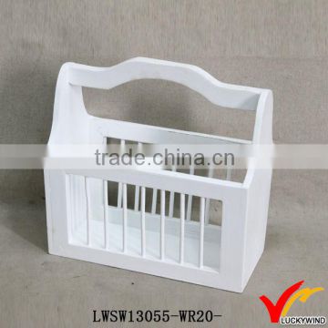 white chic fireplace coal storage vintage wooden tool basket