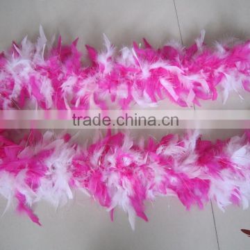 Mixed Colors Turkey Chandelle Feather Boa With Iridescent Lurex Decorations