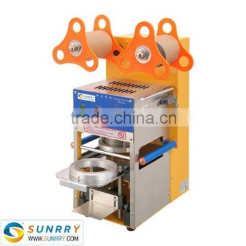 New tpye semi-automatic plastic rotary water cup filling sealing lid machine