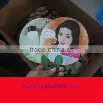 Custom folk art advertising folding plastic fan for gift