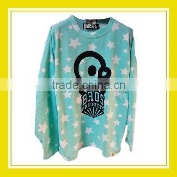 2016 Fashion Products Bros Bros Duck White Stars Pattern Women Printed Long Sleeve Blue Sweater