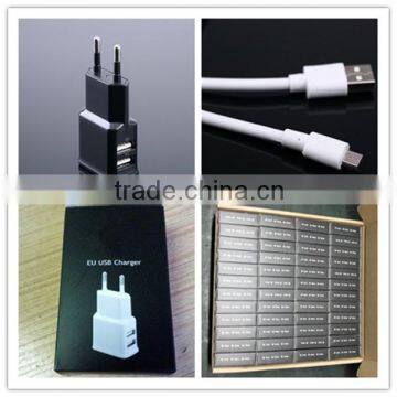 OEM black white gold logo printing paper box with micro cable 5v 1.5a eu mini portable charger
