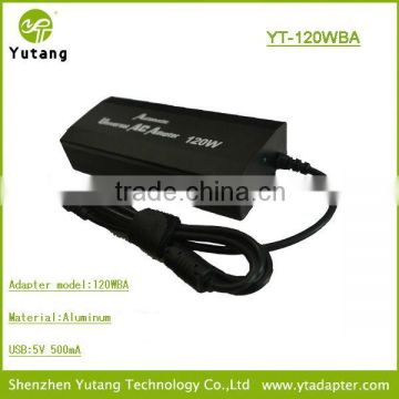 Laptop 120w universal power supply adaptor with usb port output 500mA for home use