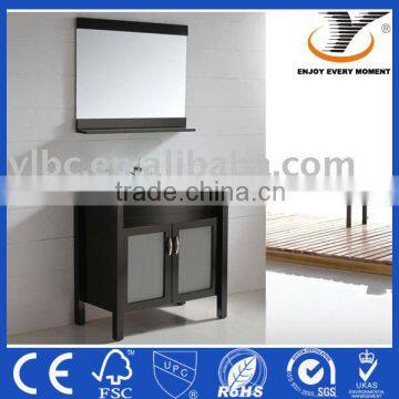 Modern Black Standing Solid Wood Bathroom Furniture Set