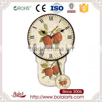 Antique painting style red apples pattern pendulum gift wall clock beautiful