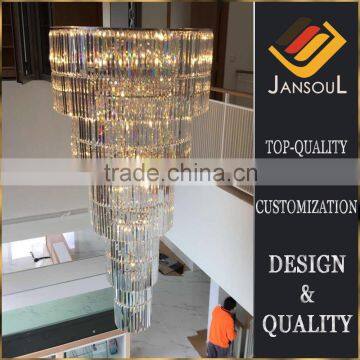 K9 crystal chandelier long cylinder shape cristal lamp for lobby