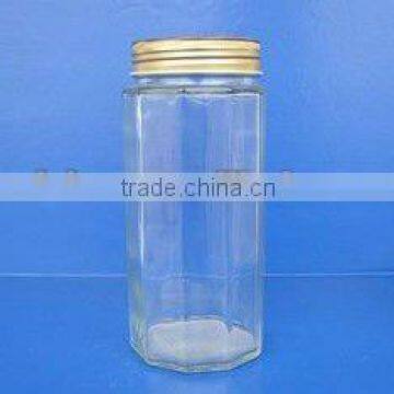 650ml transparent hexagonal jar,glass jars,food container