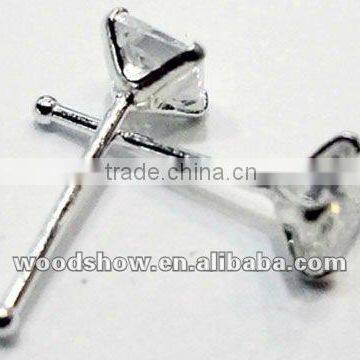 Clear CZ Stone Square Shape 925 Sterling Silver Nose Ring Nose Piercing Body Jewelry