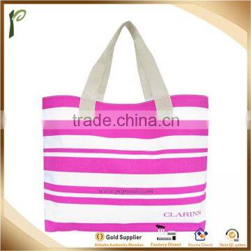 Popwide newest 2014 Color stripes Beach Bag/ Polyester tote bag