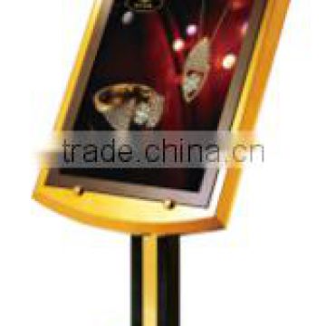 Deluxe golden frame hotel sign stand/stainless steel standing poster