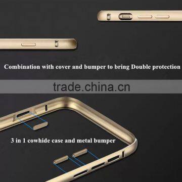 3in1cowhide Case and Metal Bumper,aviation Aluminum,PC, For Iphone 6/plus Style Case Cover, photo-6