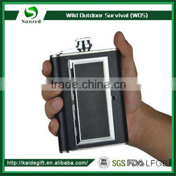 Different shapes fashionable logo customized cigarette case stainless steel Hip Flask