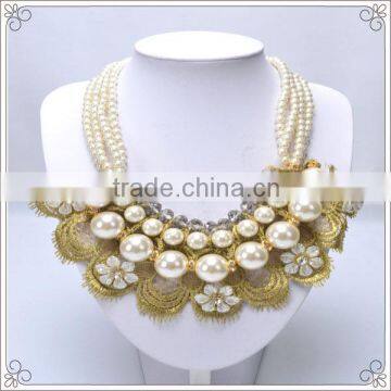 wholesale Europe And America Pearl Statement Necklace With Flower Lace in china