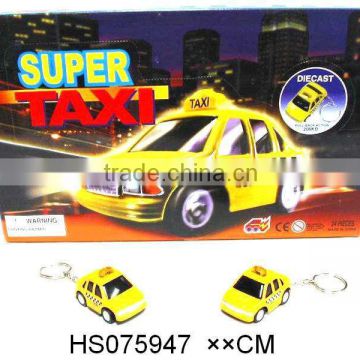 Die Cast Toy;Pull Back metal car with key chain ;Mini Alloy taxi car